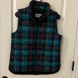 Lands' End Women’s Tartan plaid Puffer Vest